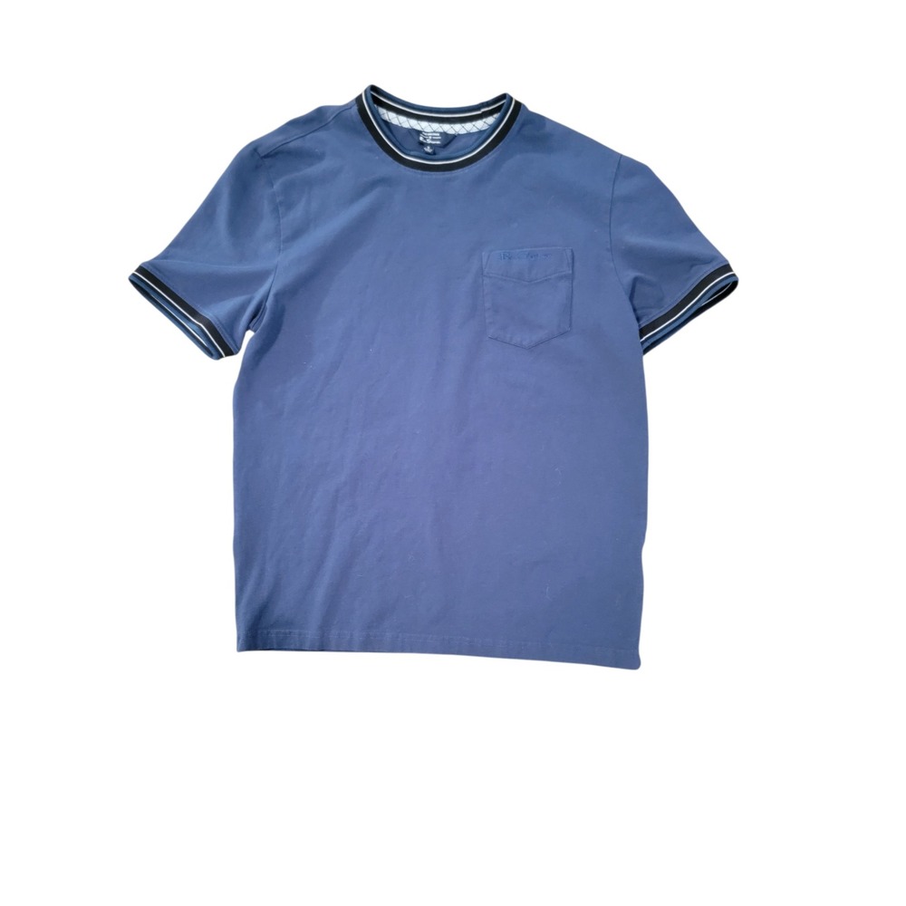 Ben Sherman Mens Small Navy Blue Tipped Pocket T-Shirt Short‎ Sleeve Stretch S